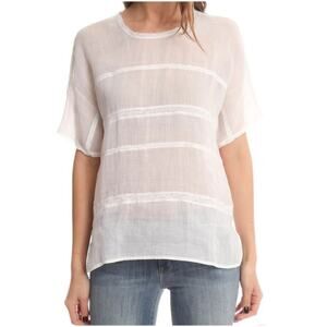 Vince Women's White Ramie Short Sleeve Summer Top, Size S